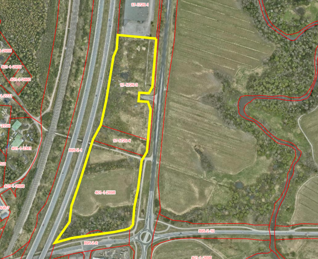 Intron eteläpuolen kaavamuutosalue ilmakuvassa